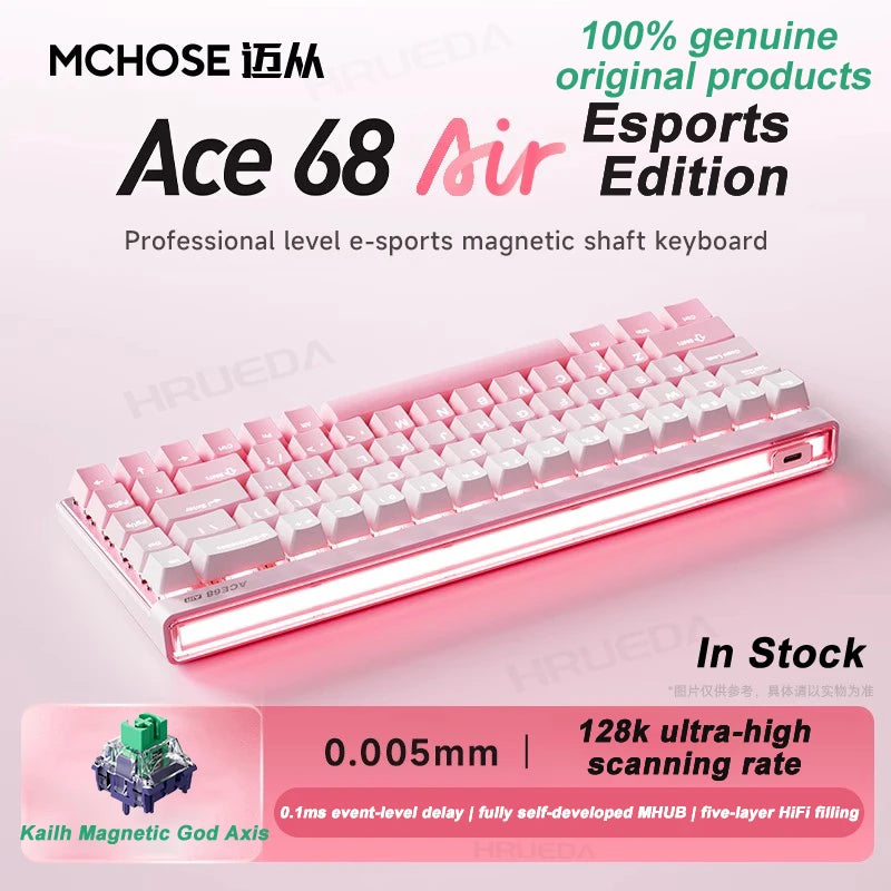 MCHOSE Ace 68 Air Magnetic Axis Mechanical Keyboard Wired GASKET RGB 0.001mmRT Low Latency Customized Hot Swap E-sport Keyboard