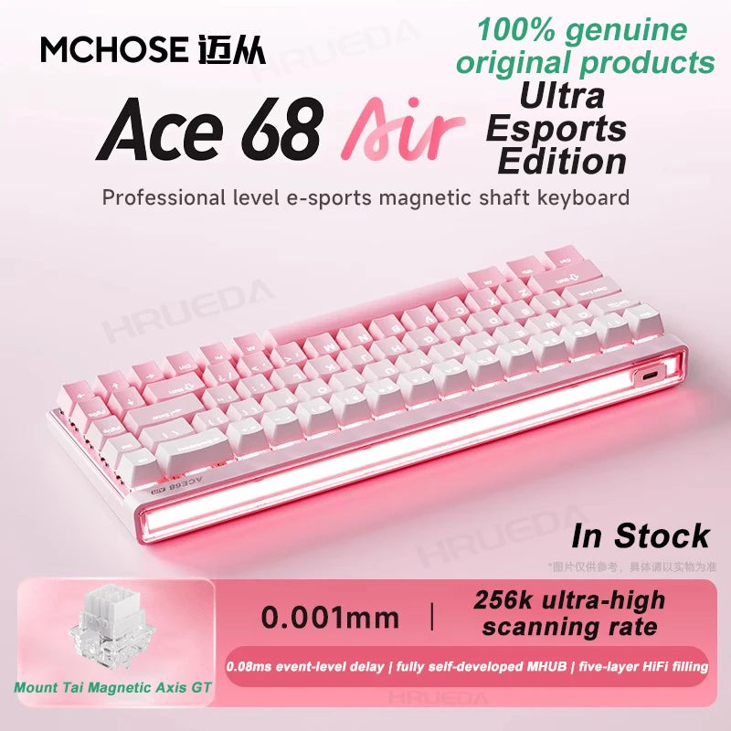 MCHOSE Ace 68 Air Magnetic Axis Mechanical Keyboard Wired GASKET RGB 0.001mmRT Low Latency Customized Hot Swap E-sport Keyboard