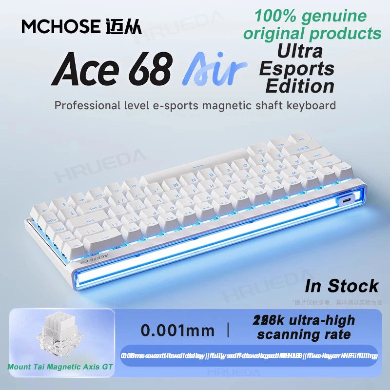 MCHOSE Ace 68 Air Magnetic Axis Mechanical Keyboard Wired GASKET RGB 0.001mmRT Low Latency Customized Hot Swap E-sport Keyboard