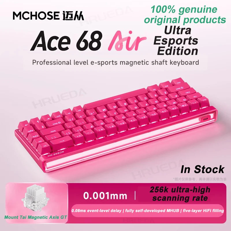 MCHOSE Ace 68 Air Magnetic Axis Mechanical Keyboard Wired GASKET RGB 0.001mmRT Low Latency Customized Hot Swap E-sport Keyboard