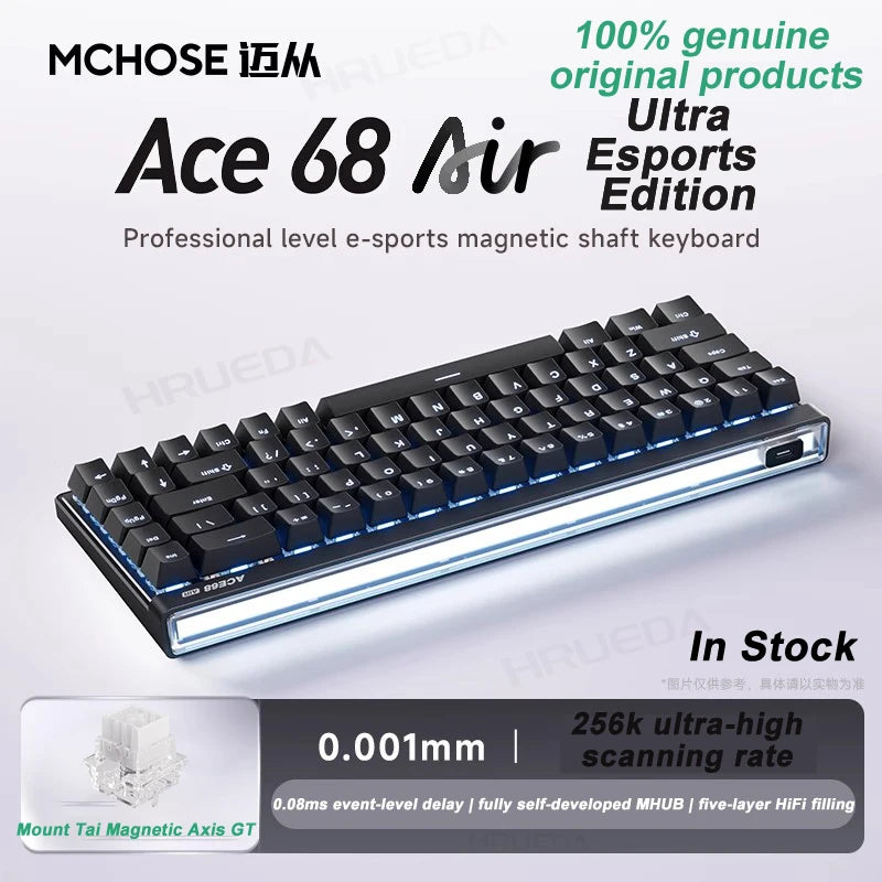 MCHOSE Ace 68 Air Magnetic Axis Mechanical Keyboard Wired GASKET RGB 0.001mmRT Low Latency Customized Hot Swap E-sport Keyboard