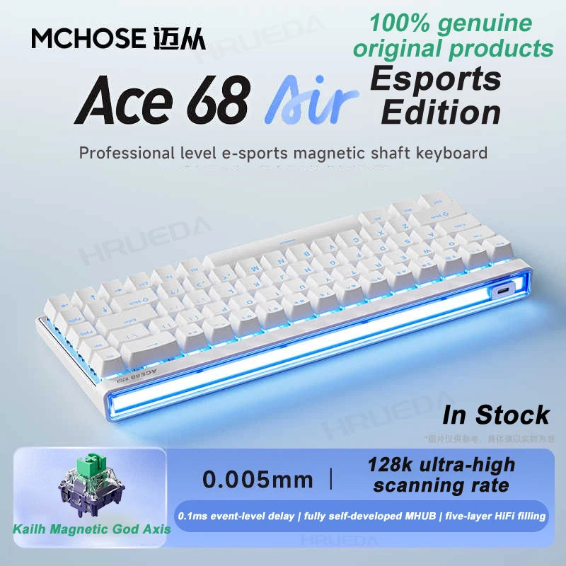 MCHOSE Ace 68 Air Magnetic Axis Mechanical Keyboard Wired GASKET RGB 0.001mmRT Low Latency Customized Hot Swap E-sport Keyboard