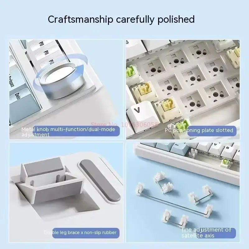 Aula F75 Mechanical Keyboard Multifunctional Knob 3 Mode RGB Hot Swappable Game Keyboard Pad Pc Game Computer Accessories Gift