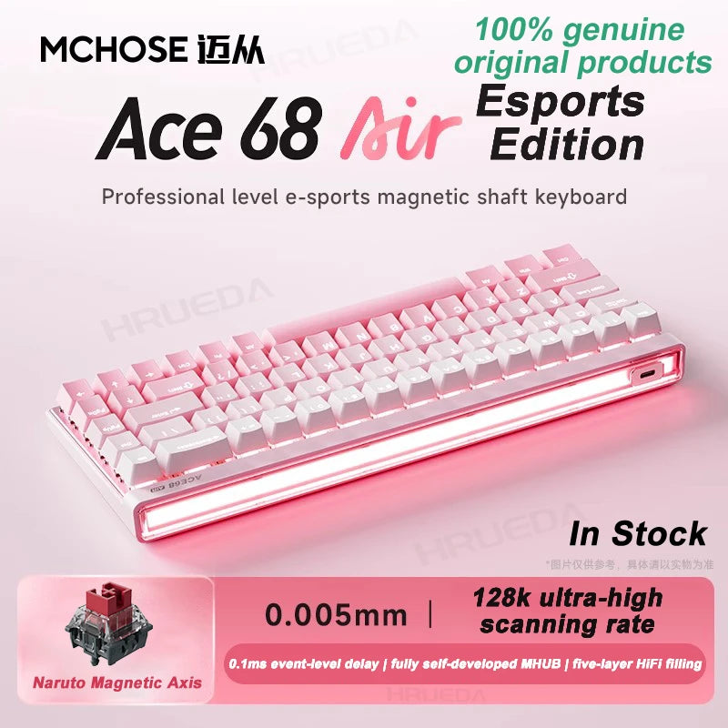 MCHOSE Ace 68 Air Magnetic Axis Mechanical Keyboard Wired GASKET RGB 0.001mmRT Low Latency Customized Hot Swap E-sport Keyboard