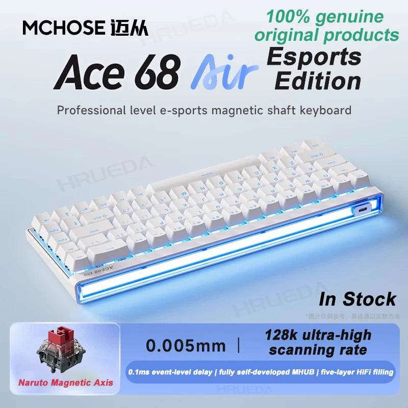 MCHOSE Ace 68 Air Magnetic Axis Mechanical Keyboard Wired GASKET RGB 0.001mmRT Low Latency Customized Hot Swap E-sport Keyboard
