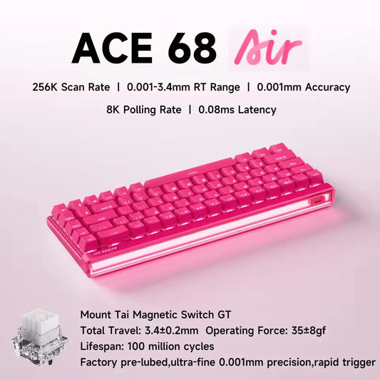 MCHOSE Ace 68 Air Magnetic Axis Mechanical Keyboard Wired GASKET RGB 0.001mmRT Low Latency Customized Hot Swap E-sport Keyboard